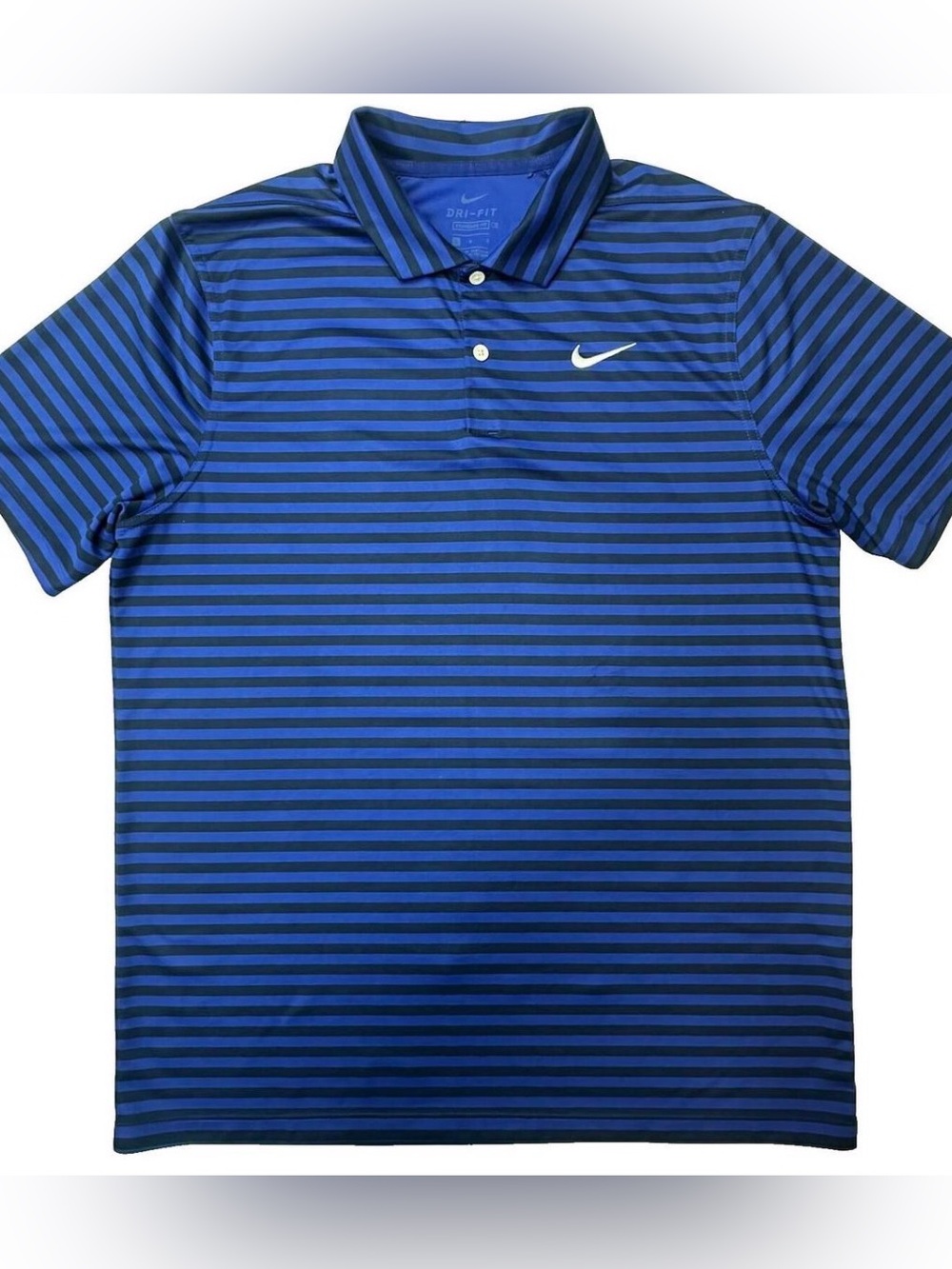 Nike Blue and Navy Horizontal Stripe Dri-FIT Golf Polo Athletic Wear 4X